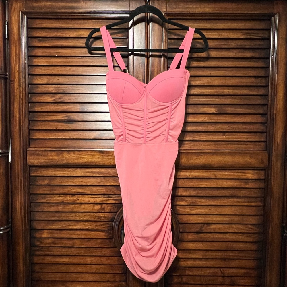 🩷 Designer‎ Heiress Beverly Hills Corset Mesh Dress Dusty Pink Size XS